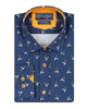 Dark Blue Whimsical Scooter Print with Matching Handkerchief-Makrom