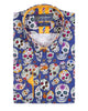 Dark Blue day of the dead Skull Print Shirt with Matching Handkerchief