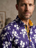 Dark Blue Floral Print Men's Shirt