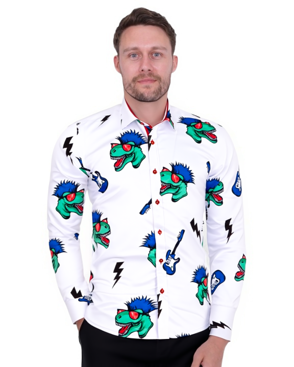 Dinosaur Print Long Sleeve Shirt-Makrom