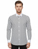 Makrom Double Cuff Shirt - Black Stripe Contrast Collar, Stylish & Comfortable