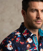 Festive Santa Space Adventure Print Shirt with Matching Handkerchief