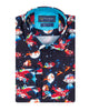 Festive Santa Space Adventure Print Shirt with Matching Handkerchief-Makrom