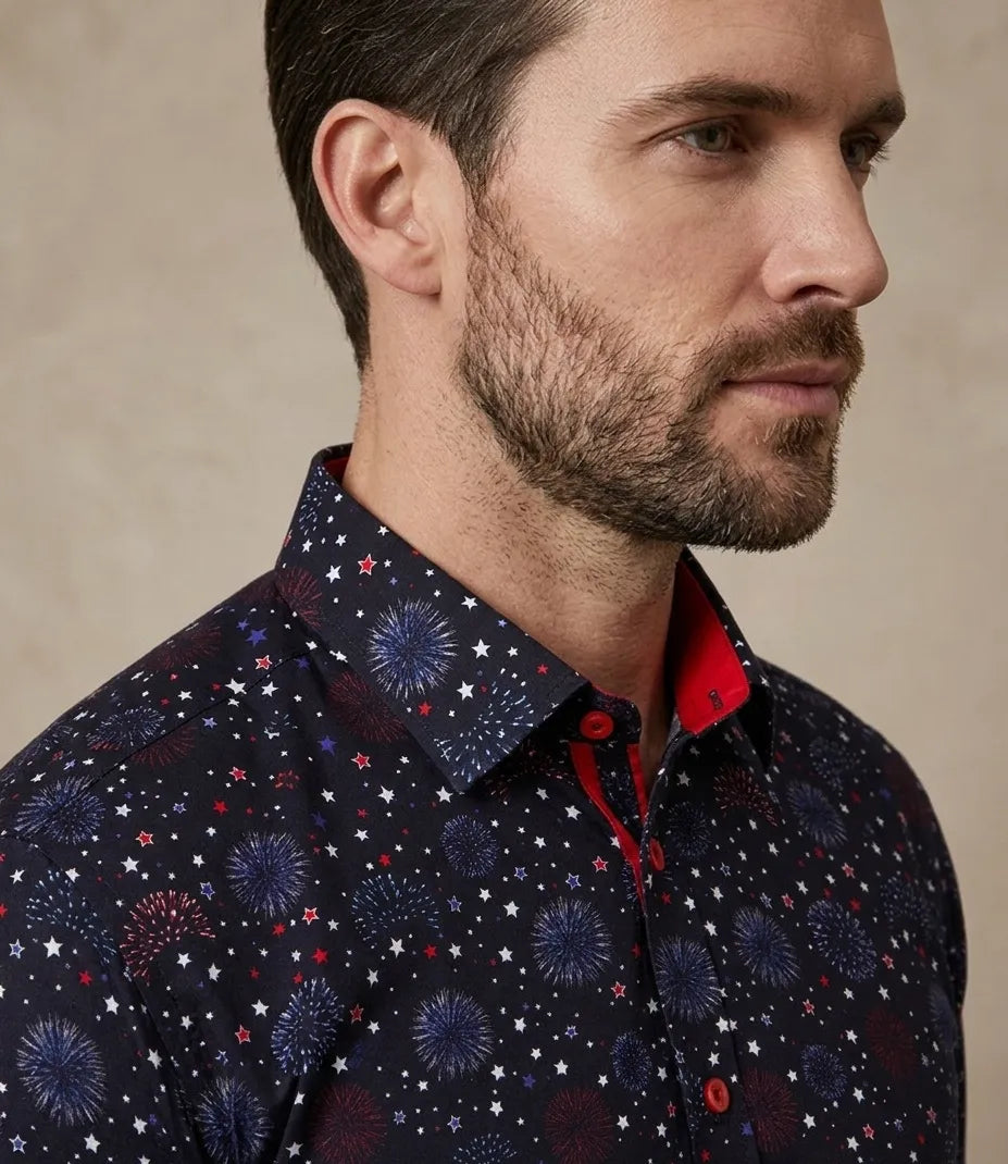 Firework Print Pure Cotton Shirt