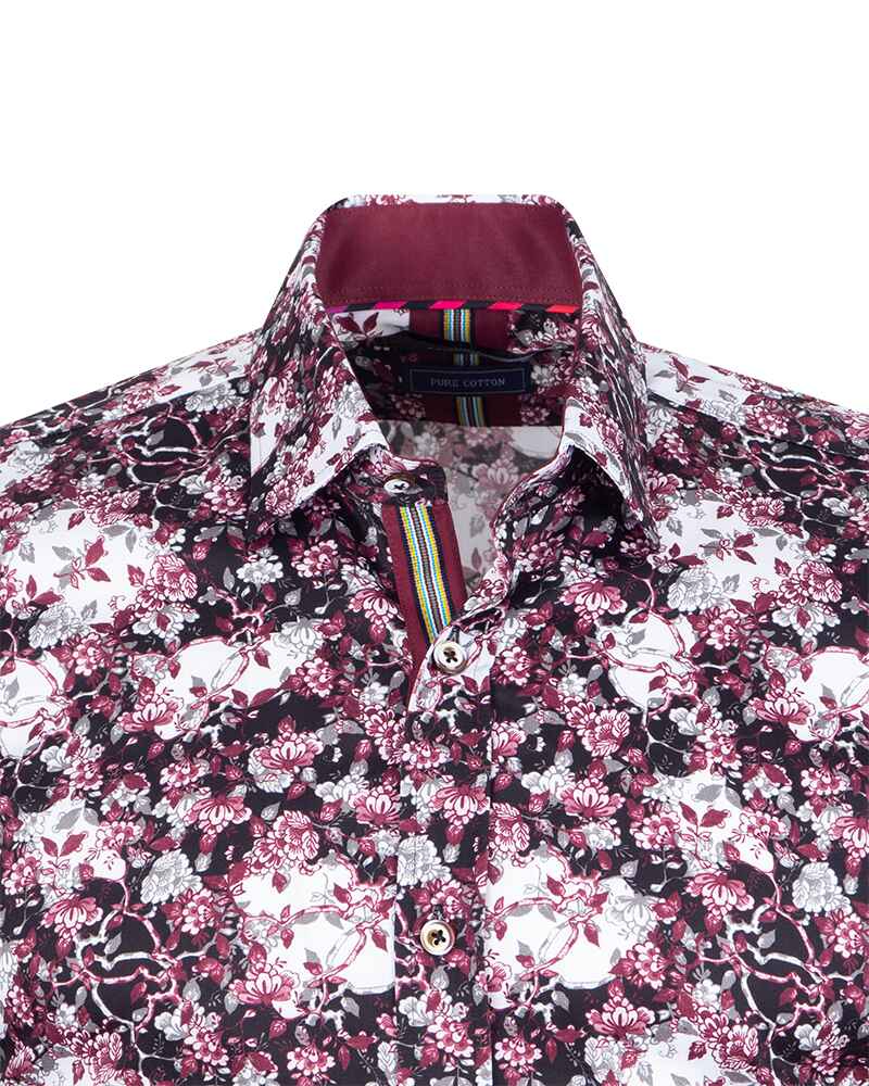 Floral Printed Pure Cotton Shirt with Matching Handkerchief-Makrom