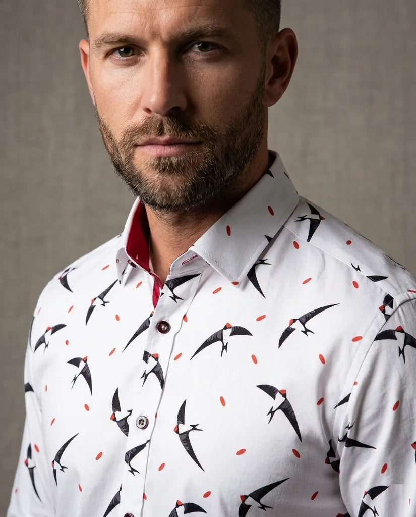 Flying Bird Print Pure Cotton Shirt