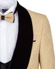 Four Piece Beige & Black Tuxedo Wedding Suit-Makrom