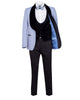 Four Piece Blue & Black Tuxedo Wedding Suit-Makrom