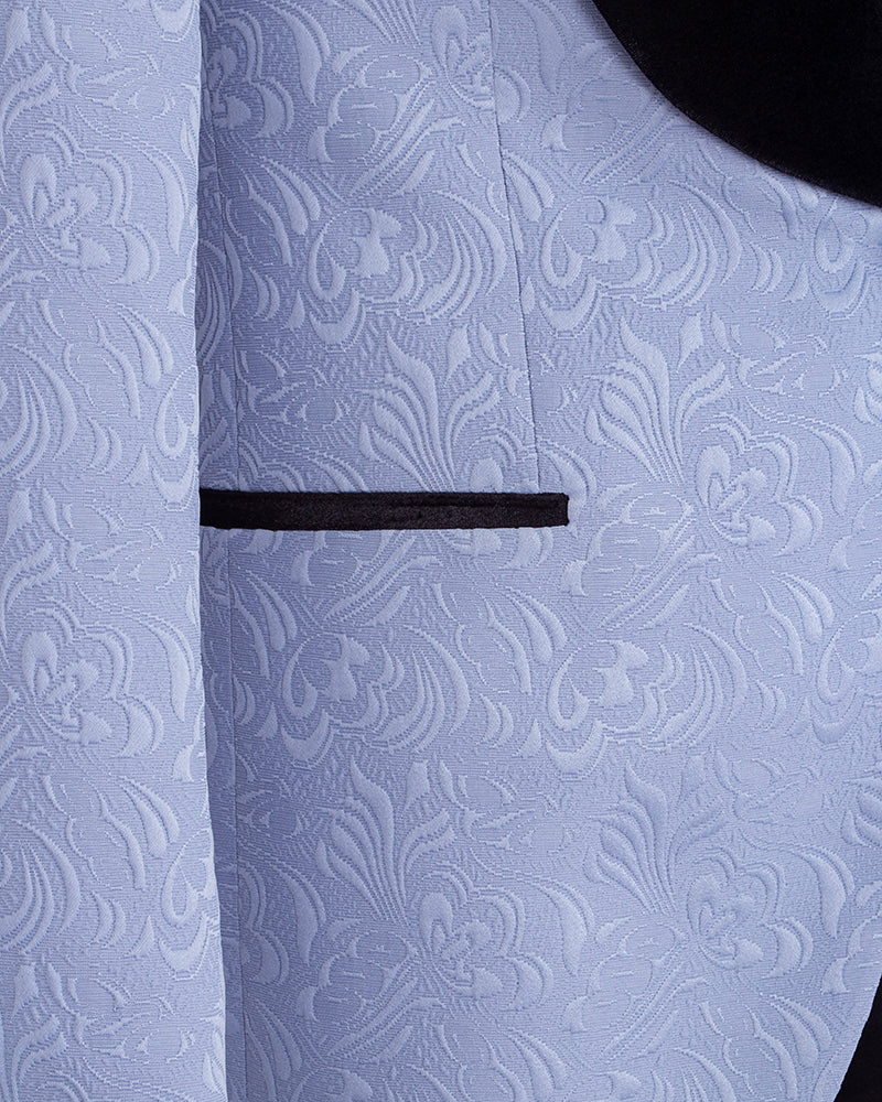 Four Piece Blue & Black Tuxedo Wedding Suit-Makrom