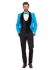 Four Piece Turquoise & Black Tuxedo Wedding Suit-Makrom