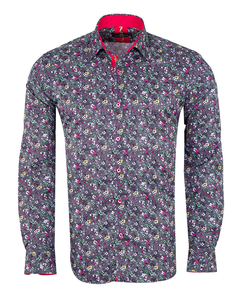 Fuchsia Colourful Floral Print Shirt-Makrom