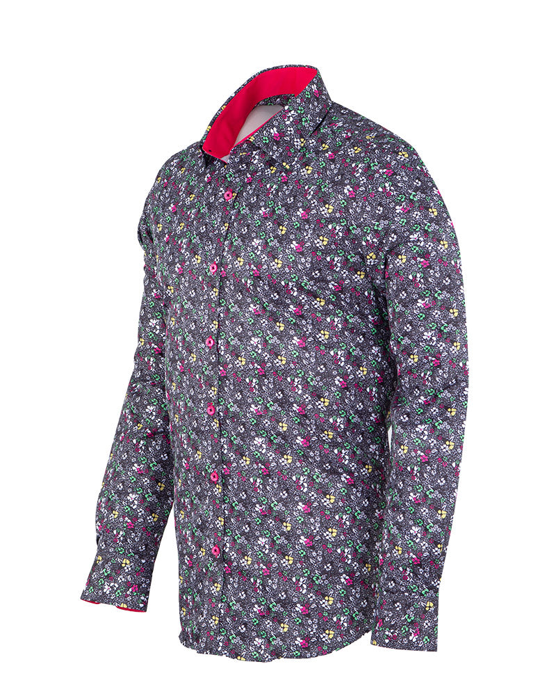 Fuchsia Colourful Floral Print Shirt-Makrom