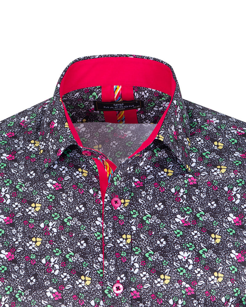 Fuchsia Colourful Floral Print Shirt-Makrom