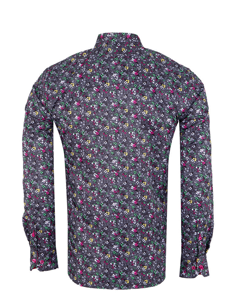 Fuchsia Colourful Floral Print Shirt-Makrom