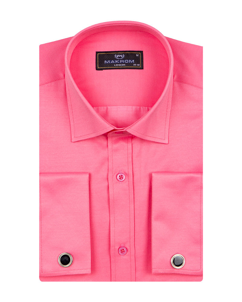 Fuchsia Pink Plain Double Cuff Shirt-Makrom