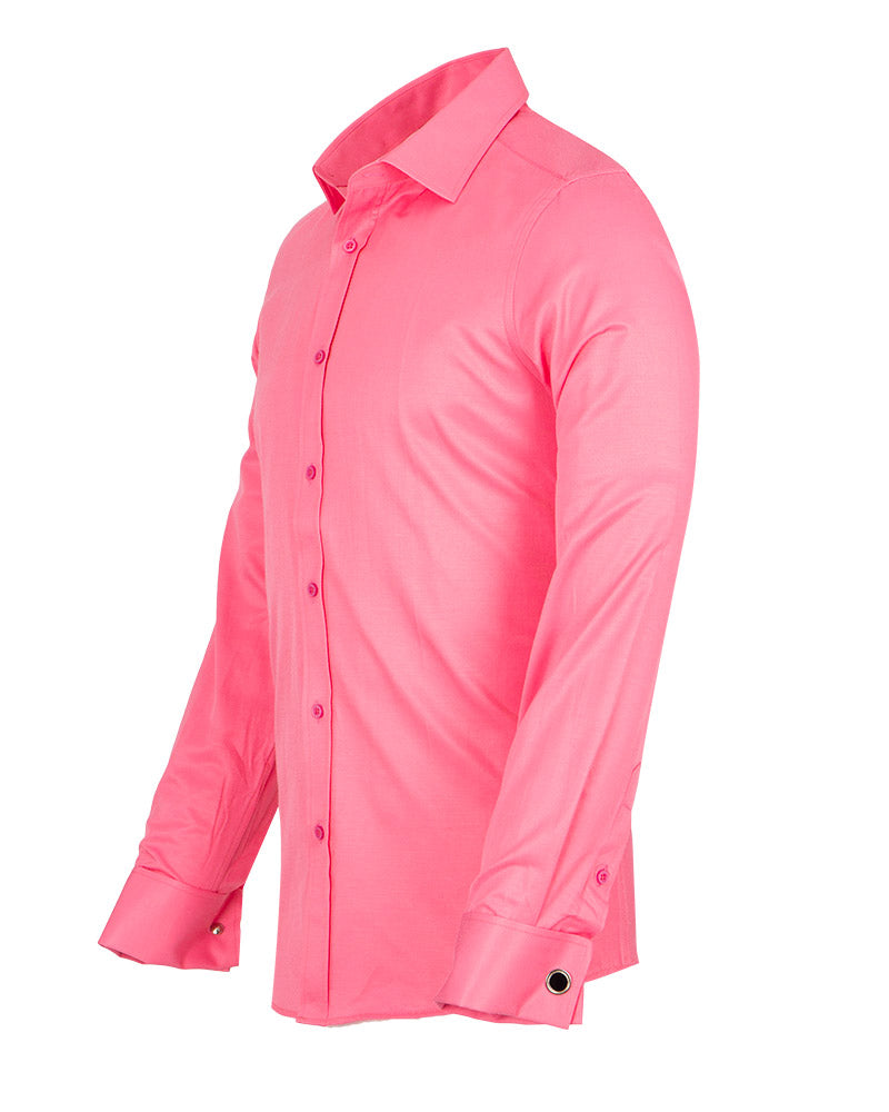 Fuchsia Pink Plain Double Cuff Shirt-Makrom