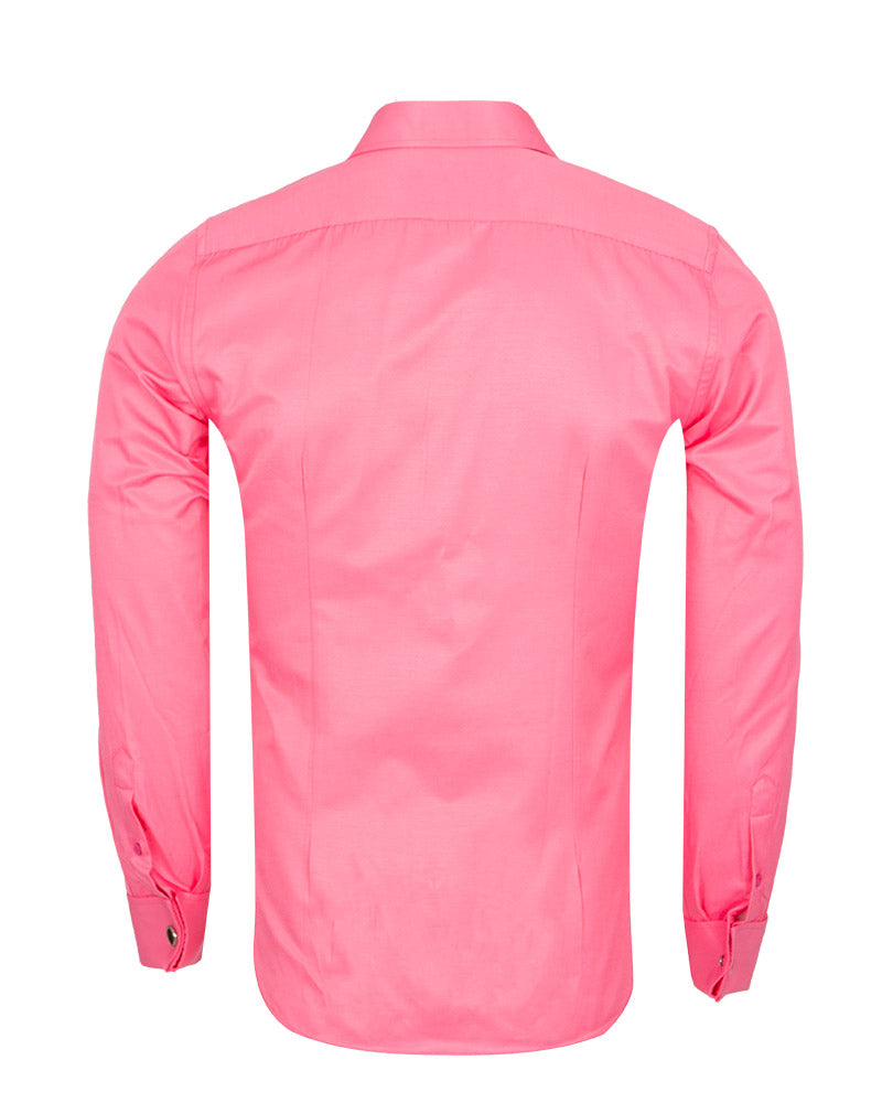 Fuchsia Pink Plain Double Cuff Shirt-Makrom