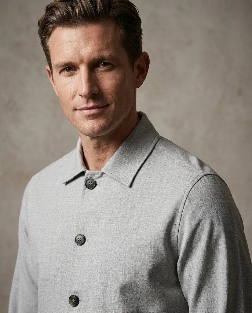 Grey Melange Stretch Overshirt