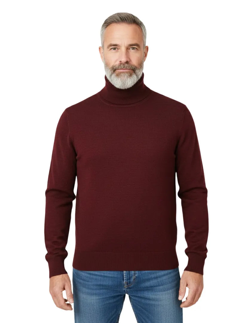 Burgundy Classic Turtleneck Jumper
