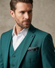Green Flora Classic Plain 3 Piece Men's Suit