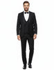 Black Tuxedo 4 Piece Suit Contrasting Lapel