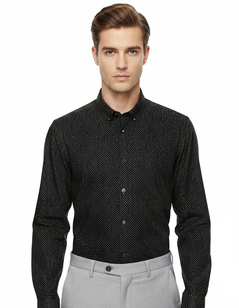 Black Dotted Print Shirt