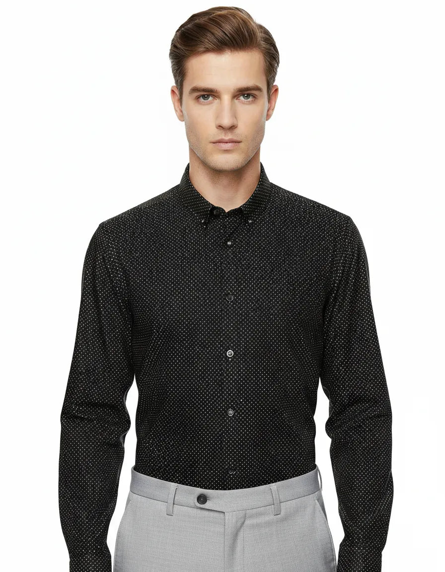 Black Dotted Print Shirt