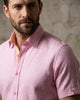 Pink Linen Plain Short Sleeve Shirt