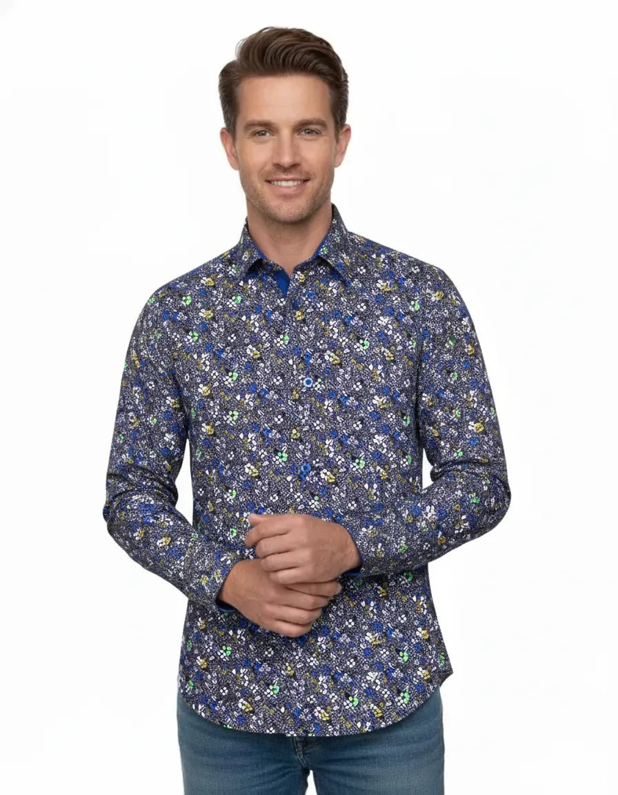 Yellow Colourful Floral Print Shirt