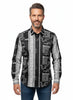 Black Baroque Print Long Sleeve Satin Men`s Shirt