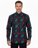 Black Skull Print Shirt with Matching Handkerchief