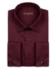 Burgundy Double Cuff Shirt with Collar and Cuff Detail