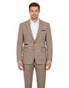 Beige 3 Piece Check Suit