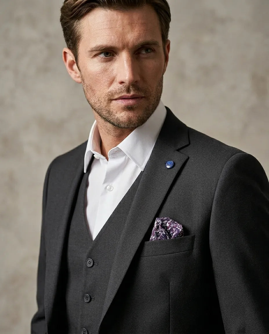 Anthracite Classic Plain 3 Piece Men's Suit