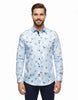 Blue Colourful Mockingbird Print Men's Shirt