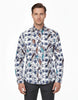 Beige Owl Print Men's Shirt with Matching Handkerchief