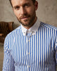 Blue Striped Men's Shirt Club Collar Pin Chain