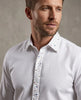 Men's White Long Sleeved Shirt with Multi-Coloured Rhinestone Details