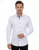 White Dress Shirt with Colorful Inner Collar and Cuff Detail