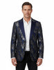 Dark Blue Floral Printed Men's Blazer