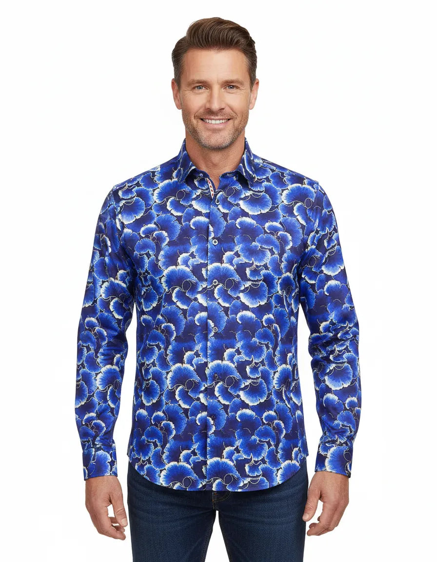 Blue Poppy Print with Matching Handkerchief