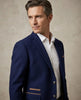 Dark Blue Fashion Blazer and Waistcoat With Piping Pocket