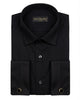 Black Double Cuff Shirt with Collar and Cuff Detail