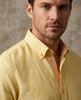 Yellow Linen Long Sleeve Shirt with Matching Handkechief