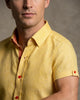 Yellow Plain Linen Short Sleeve Shirt