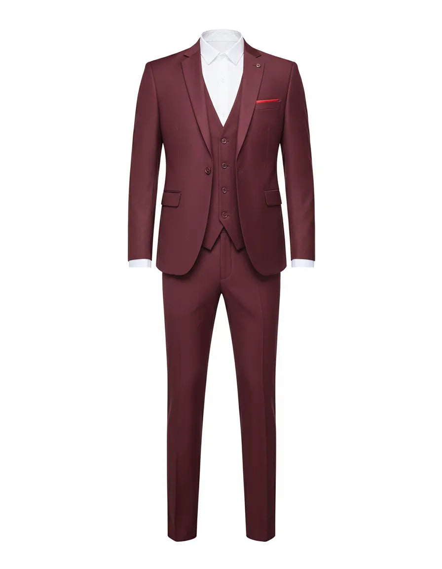 Burgundy Classic 3 Piece Men's Suit