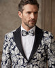 Cream Vintage Rose Men's Blazer with Contrasting Lapel