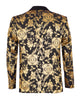 Gold & Black Floral Design Blazer with Contrasting Lapel & Matching Bow Tie-Makrom
