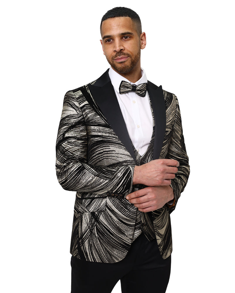 Gold Fashion Men's 4 Piece Textured Suit-Makrom