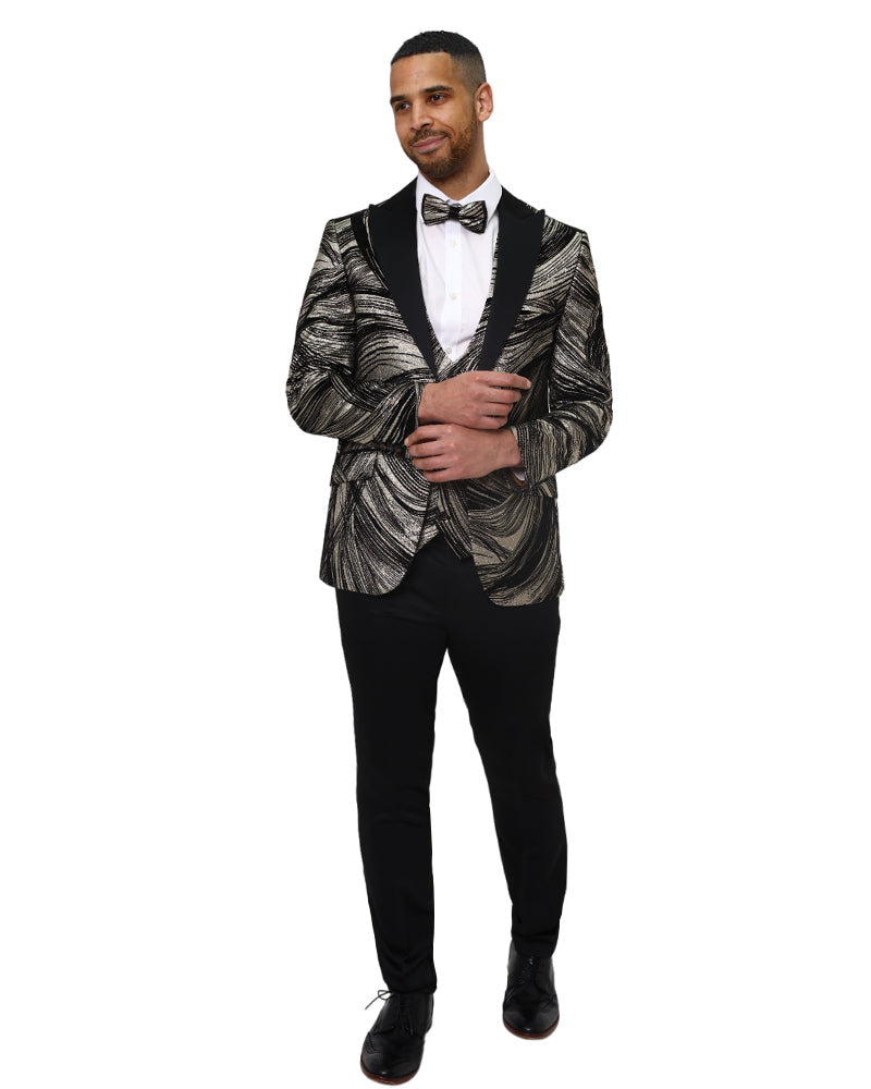 Gold Fashion Men's 4 Piece Textured Suit-Makrom